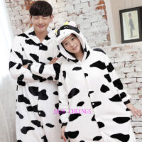 Cow Adult Kigurumi Onesies Pajamas Cartoon Animal Costume Unisex Halloween Anime Cosplay Party Dress