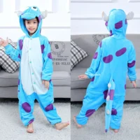 Kid's Sully Mike Costumes Cute Funny Halloween Jumpsuit Boys Girls Kigurumis Pajama Anime Outfit Winter Onesie Warm Flannel Suit
