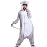 Adults Flannel Kigurumi Animal Costume Grey Rat Mice Womens or Men's Onesies Pajama for Halloween Carnival Party