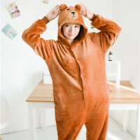 Bear Adult Kigurumi Onesies Pajamas Cartoon Animal Costume Unisex Halloween Anime Cosplay Party Dress