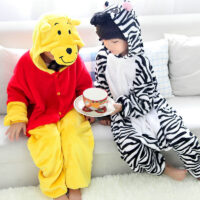 Kigurumi Anime Onesies Pajamas Cartoon Animal Costume Unisex Halloween Anime Cosplay Costume zebra winnie bear